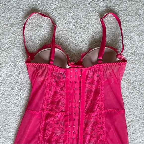 New! Victoria's Secret Pink Lace Lingerie Garter Bustier Corset Bra 35724 - Picture 6 of 11